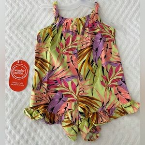 Wonder Nation Baby and Toddler Girls Sleeveless Romper, Sizes 12M-5T
